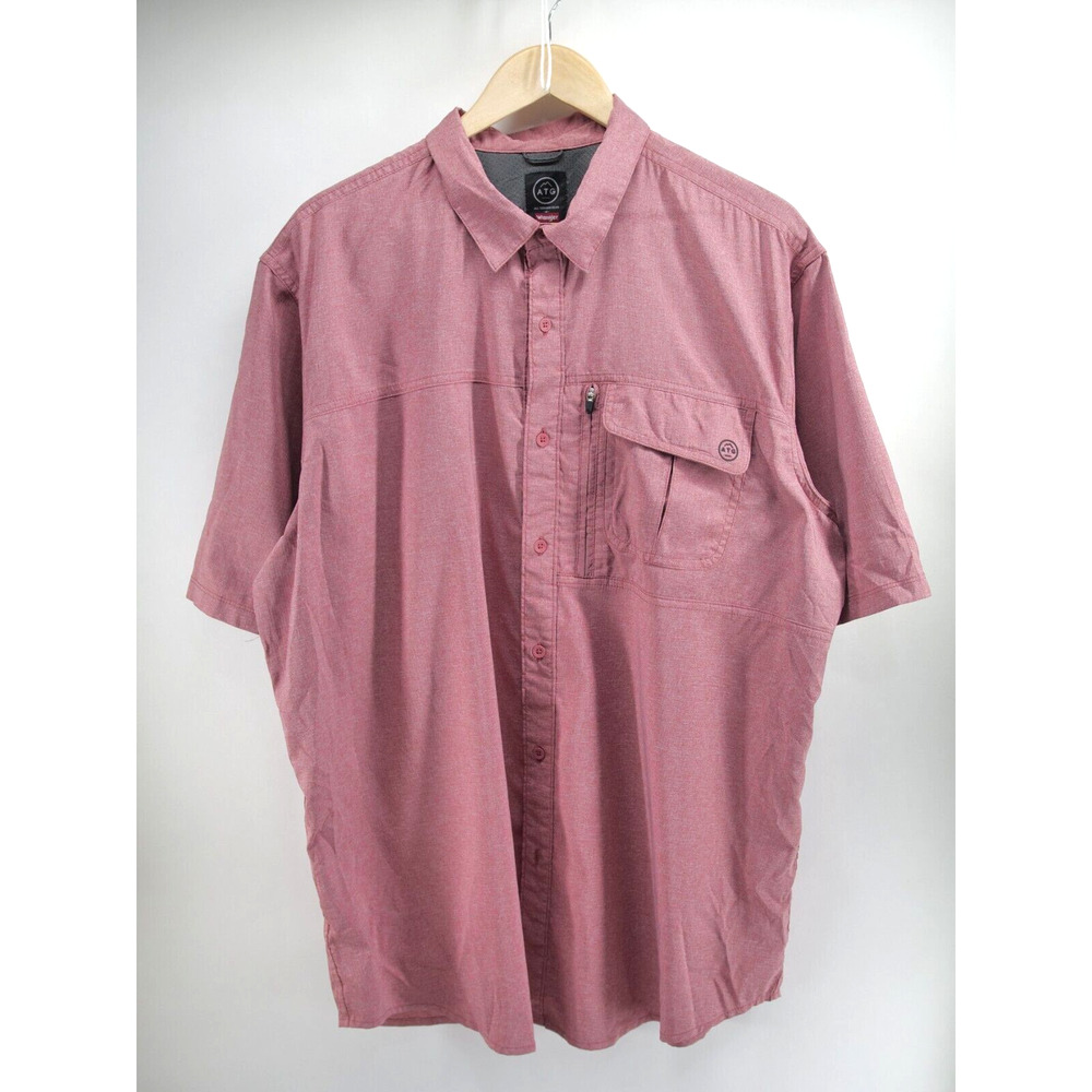 Fishing Shirt XL Wrangler ATG‎ Men's Regular Fit Short Sleeve Vented Red